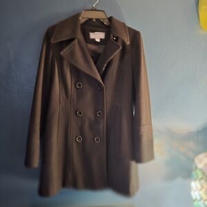 Anne Klein Doublebreasted Black Pea Coat